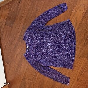 Talbots LP cable crew neck sweater, purple and blue